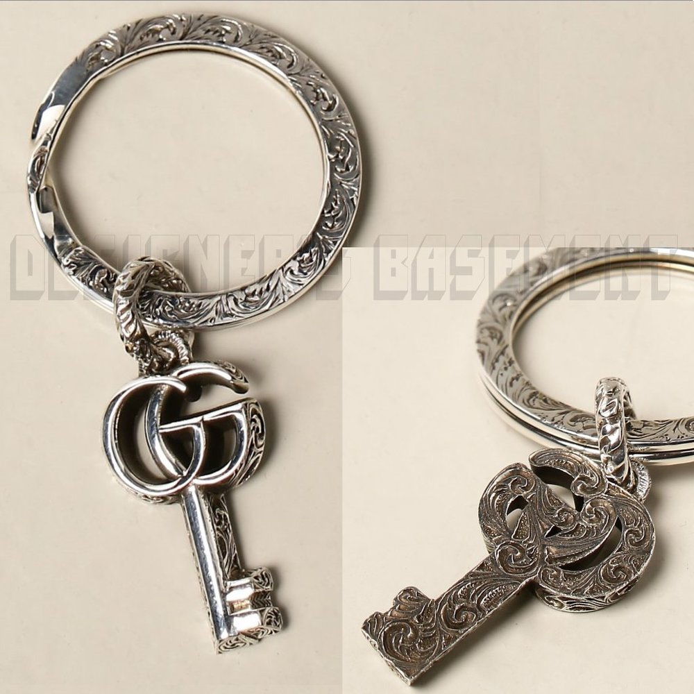 GUCCI 925 Sterling Silver MARMONT GG Arabesque engraved Pendant Keychain NIB 🎁 - Picture 7 of 10